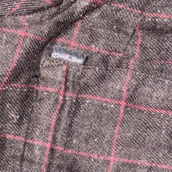 Dark Seas Flannel Shirt Men's Size XS Brown Red Plaid Flecked L/S Button Front - Picture 3 of 6